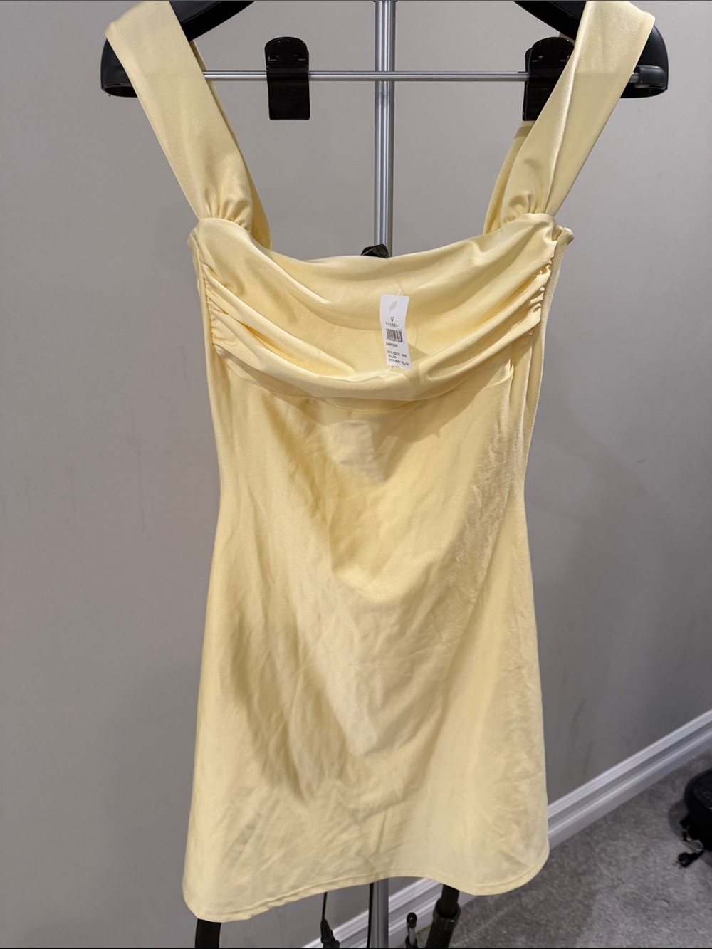 Windsor Pale Yellow Mini Dress with Draped Cowl Neck